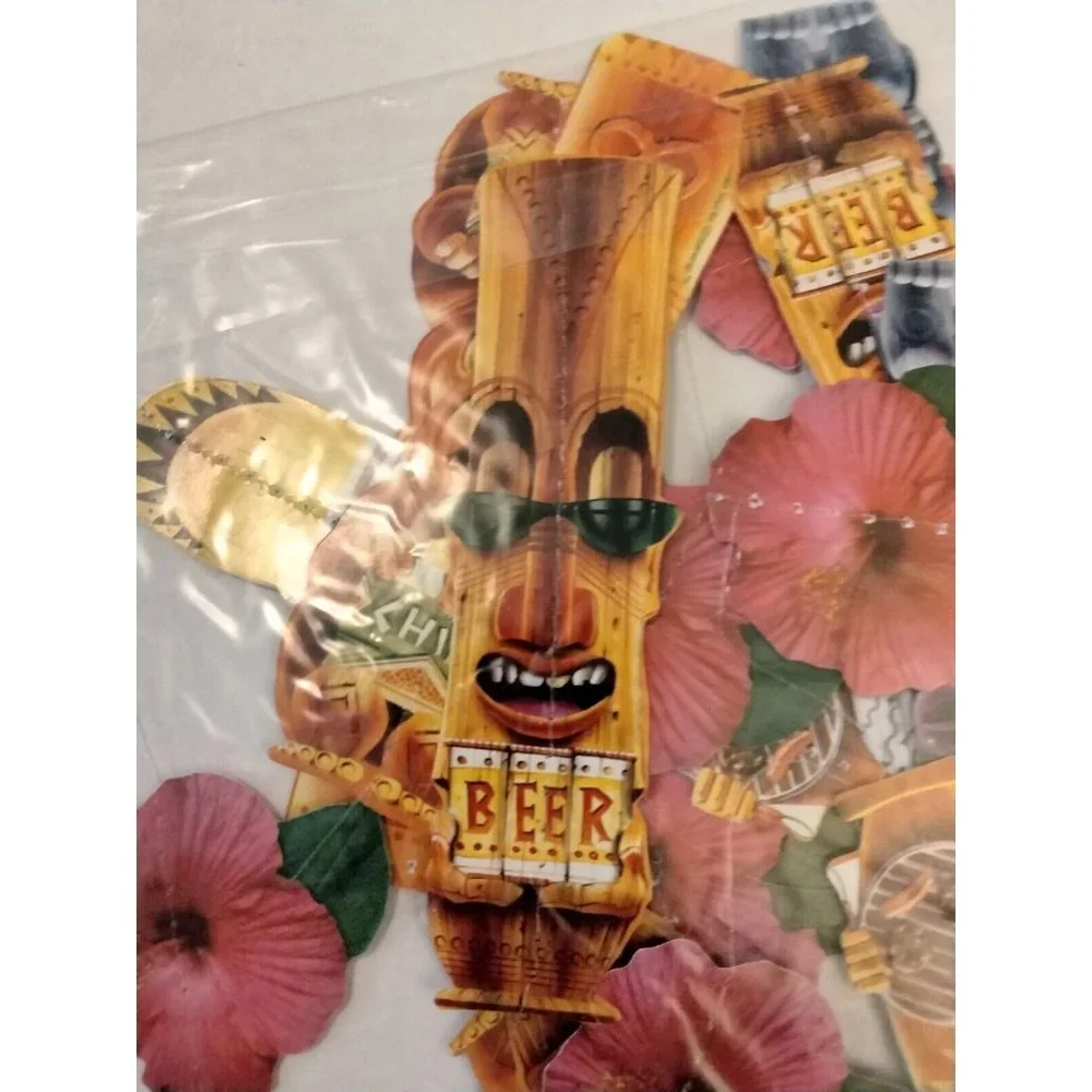 Tiki Mug Garland Luau Hawaiian Summer Luau Beach Party Decoration 19 ft Long